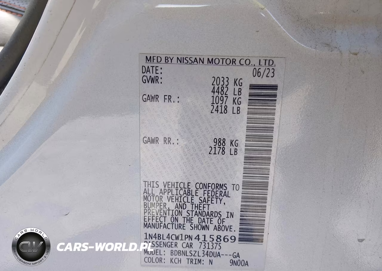 2023 Nissan Altima Sr Intelligent Awd VIN:1N4BL4CW1PN415869 - 9