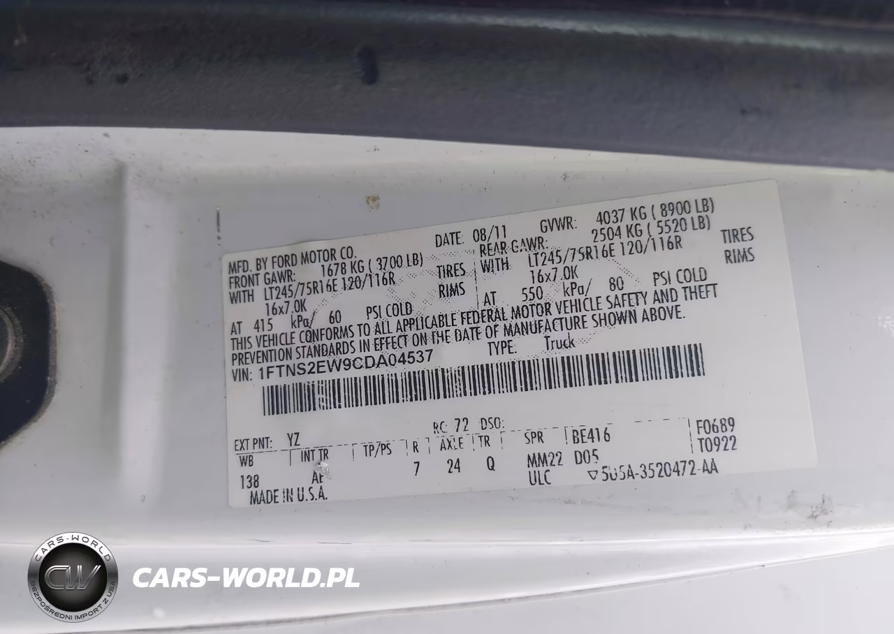2012 Ford E-250 Commercial VIN:1FTNS2EW9CDA04537 - 9