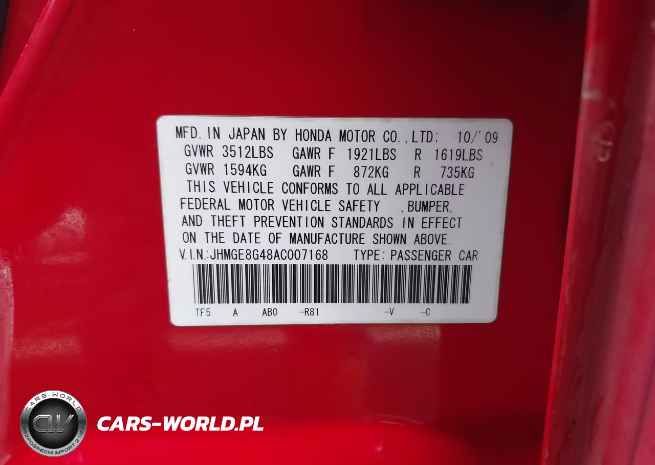 2010 Honda Fit Sport VIN:JHMGE8G48AC007168 - 9
