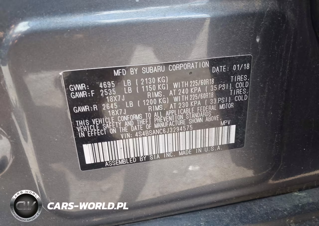 2018 Subaru Outback 2.5I Limited VIN:4S4BSANC6J3294575 - 9