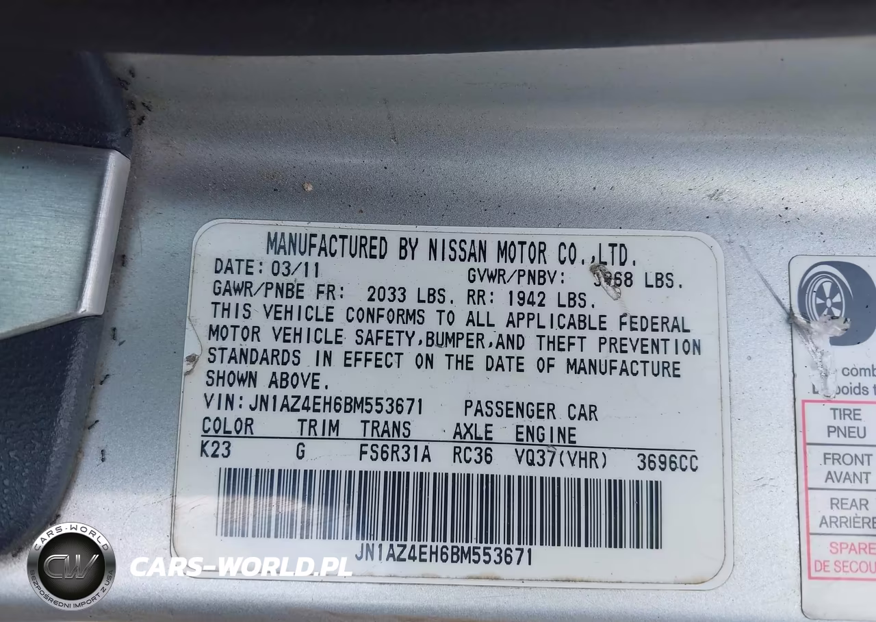 2011 Nissan 370Z Touring VIN:JN1AZ4EH6BM553671 - 9