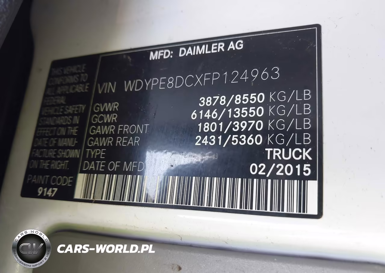 2015 Freightliner Sprinter 2500 High Roof VIN:WDYPE8DCXFP124963 - 4