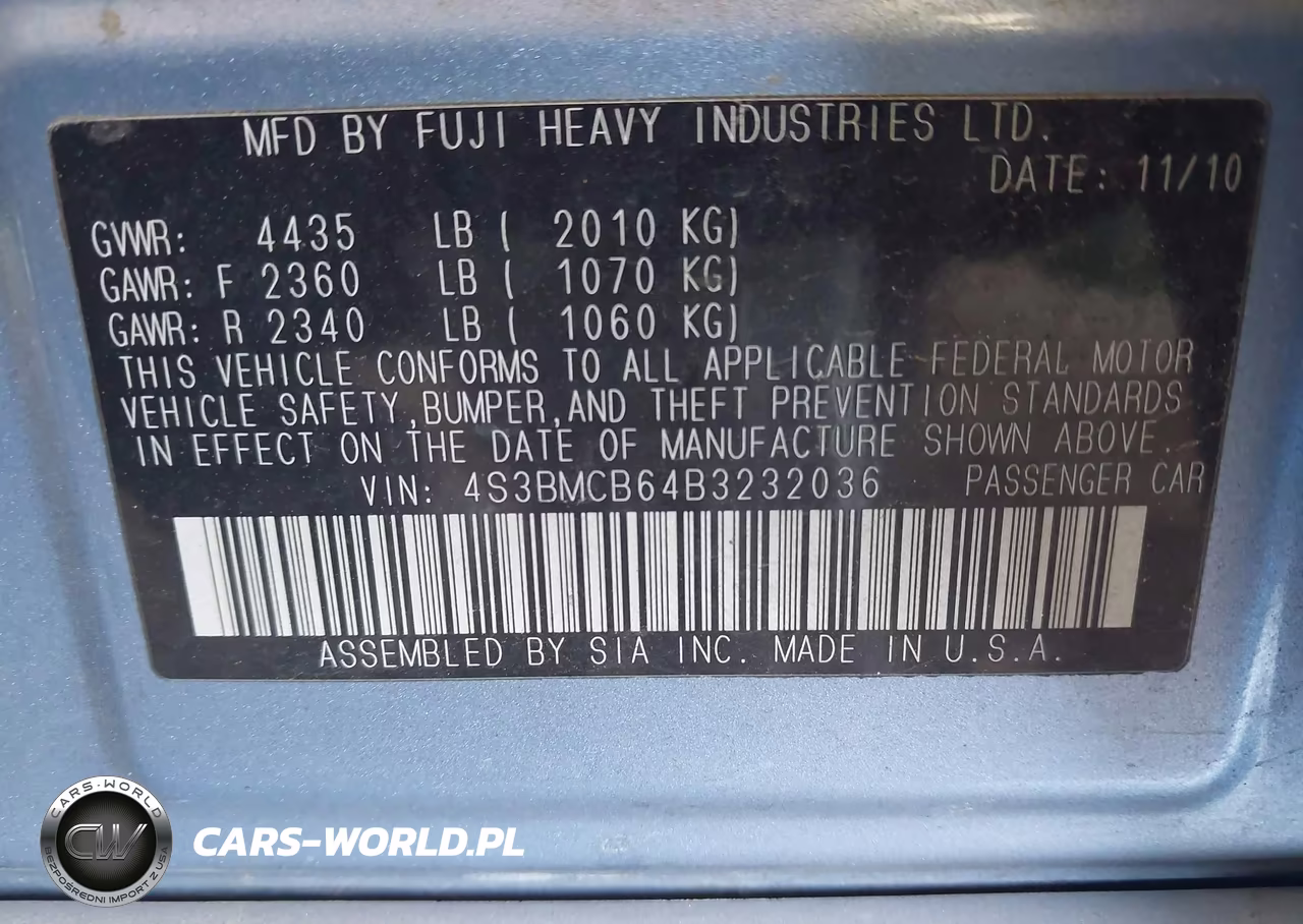 2011 Subaru Legacy 2.5I Premium VIN:4S3BMCB64B3232036 - 9