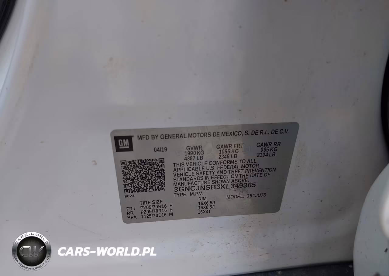 2019 Chevrolet Trax Ls VIN:3GNCJNSB3KL349365 - 9