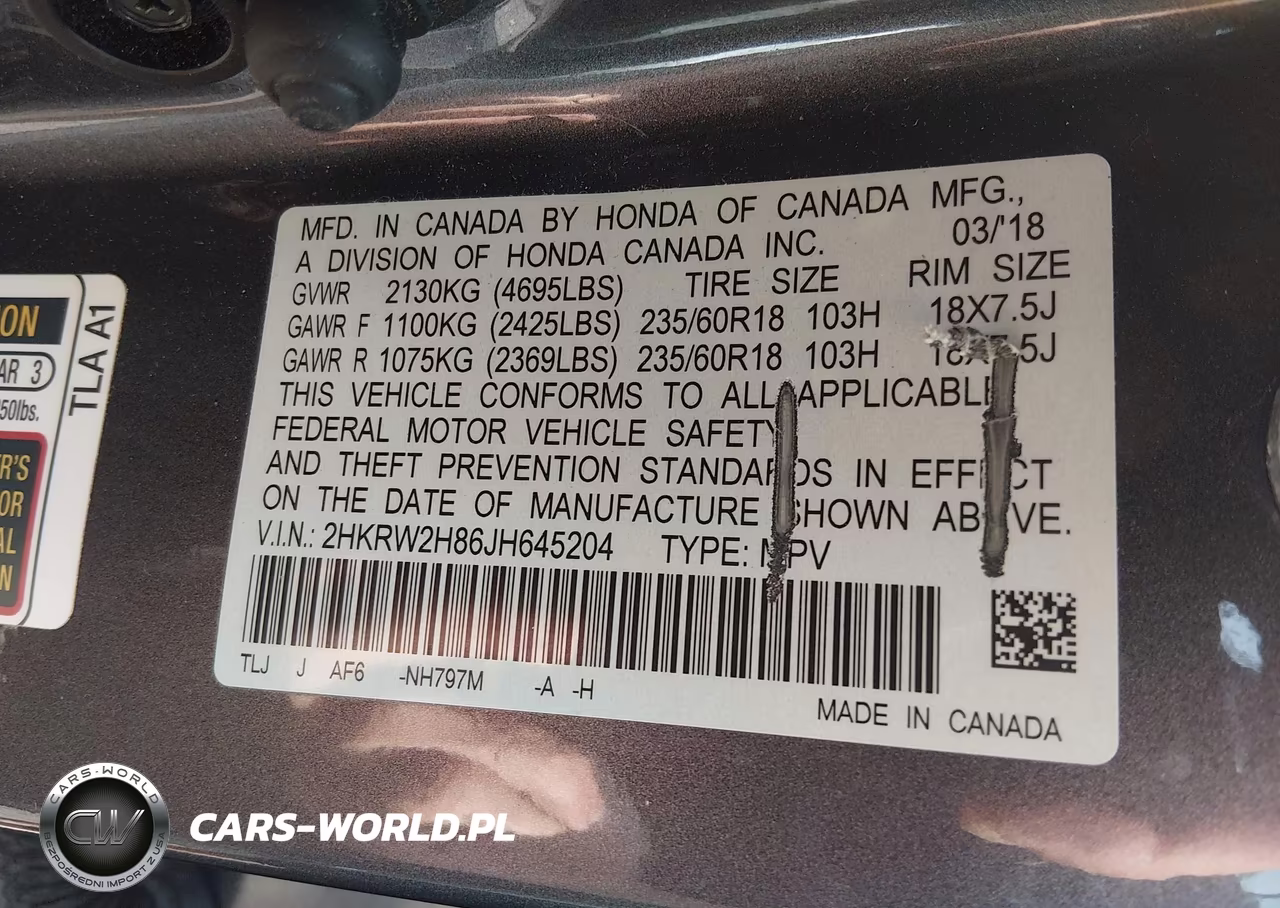2018 Honda Cr-V Ex-L-Ex-L Navi VIN:2HKRW2H86JH645204 - 9