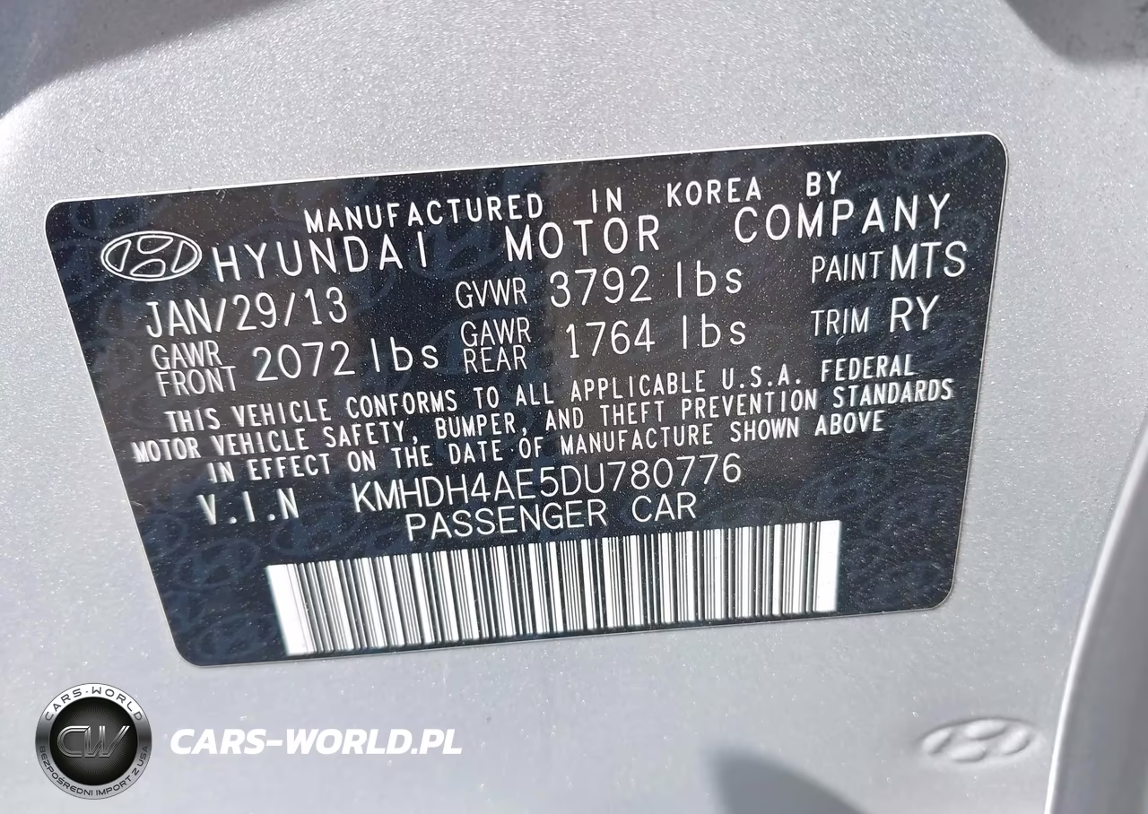 2013 Hyundai Elantra Limited VIN:KMHDH4AE5DU780776 - 9