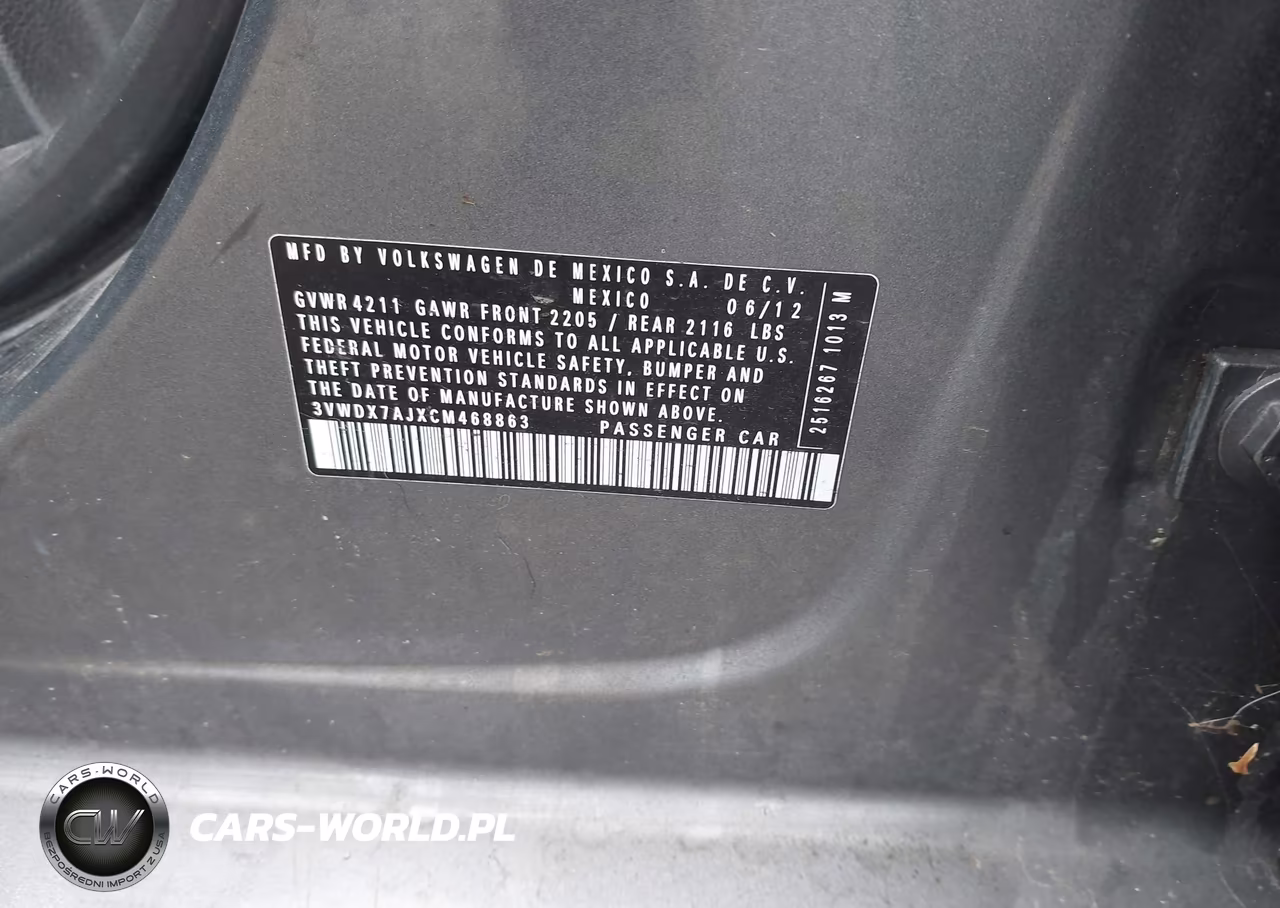 2012 Volkswagen Jetta 2.5L Se VIN:3VWDX7AJXCM468863 - 9