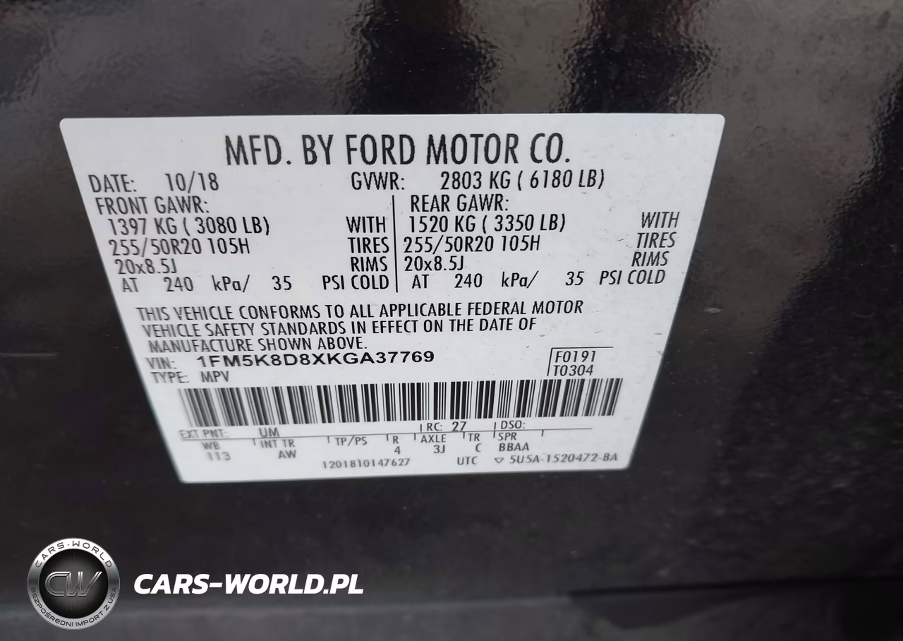 2019 Ford Explorer Xlt VIN:1FM5K8D8XKGA37769 - 9