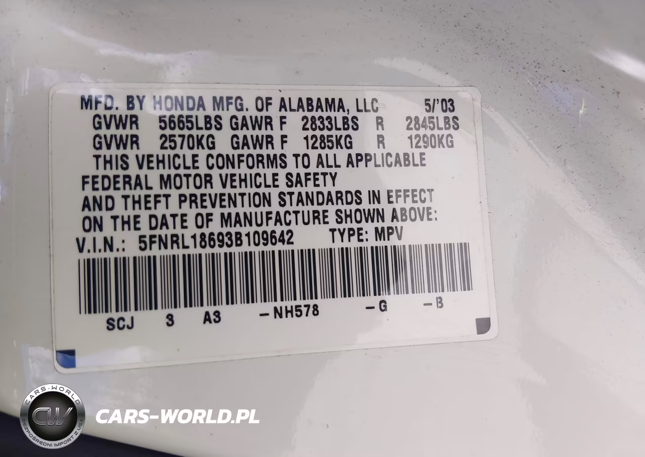 2003 Honda Odyssey Ex VIN:5FNRL18693B109642 - 9