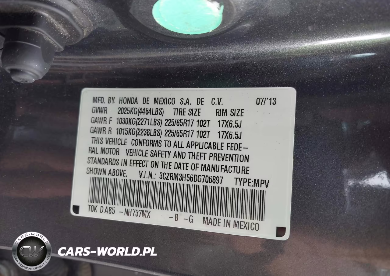 2013 Honda Cr-V Ex VIN:3CZRM3H56DG706897 - 9