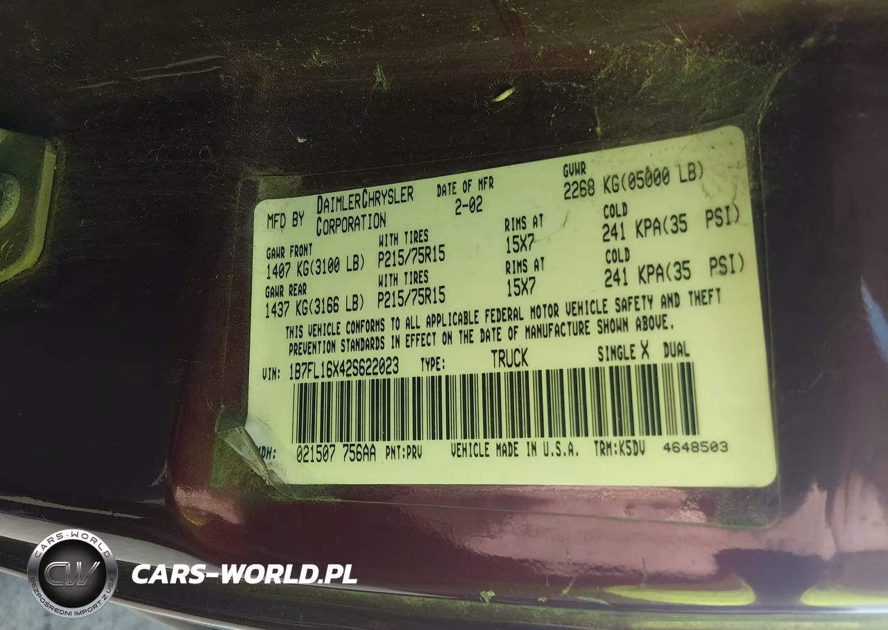 2002 Dodge Dakota VIN:1B7FL16X42S622023 - 9