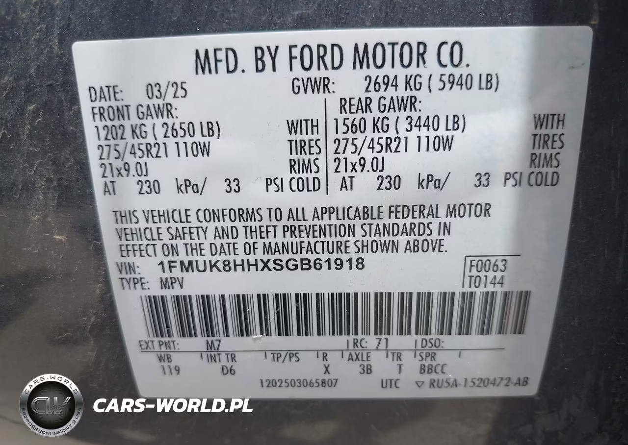 2025 Ford Explorer Platinum VIN:1FMUK8HHXSGB61918 - 9