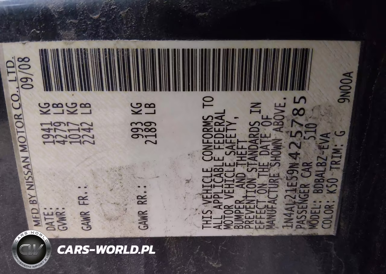 2009 Nissan Altima 2.5 S VIN:1N4AL21E59N425785 - 9