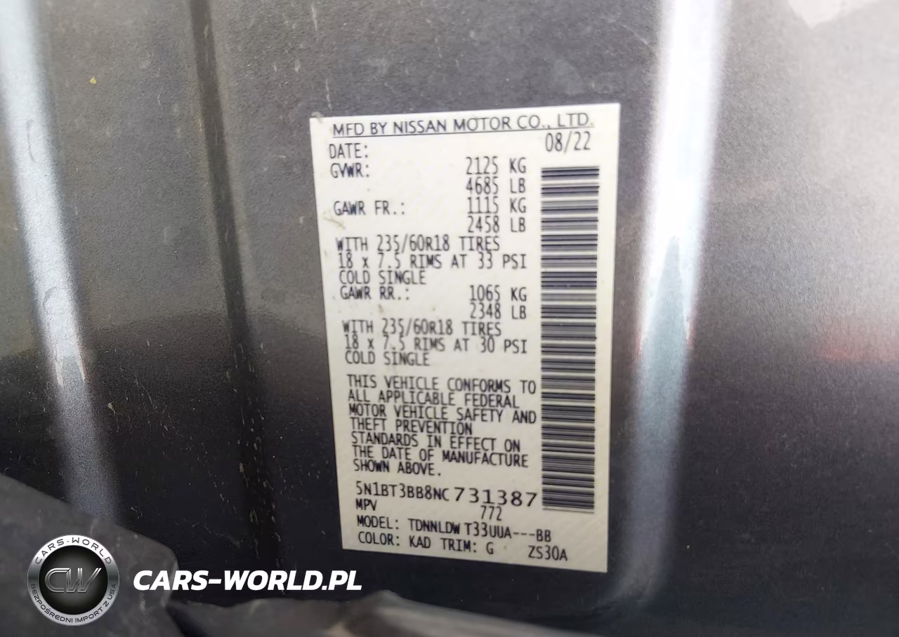 2022 Nissan Rogue Sv Intelligent Awd VIN:5N1BT3BB8NC731387 - 9