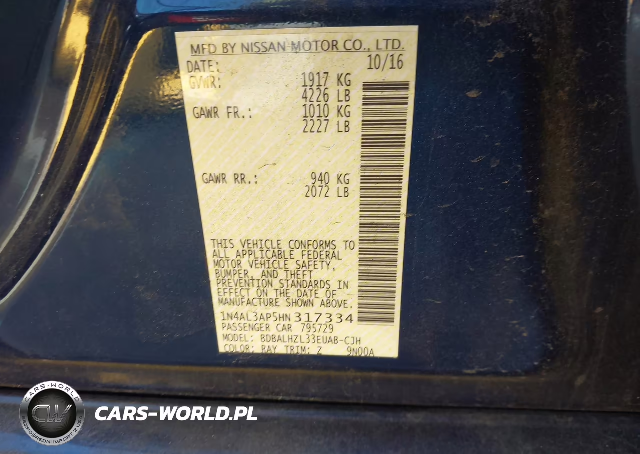 2017 Nissan Altima 2.5 Sr VIN:1N4AL3AP5HN317334 - 9