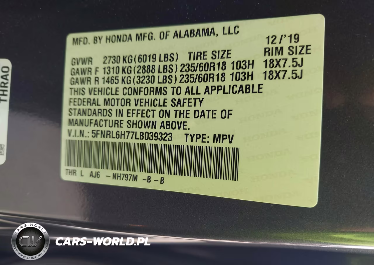 2020 Honda Odyssey Ex-L-Ex-L W-Navi Res VIN:5FNRL6H77LB039323 - 9