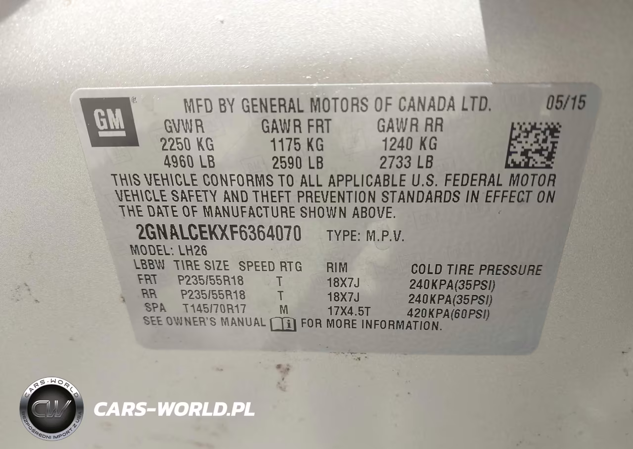 2015 Chevrolet Equinox Lt VIN:2GNALCEKXF6364070 - 9