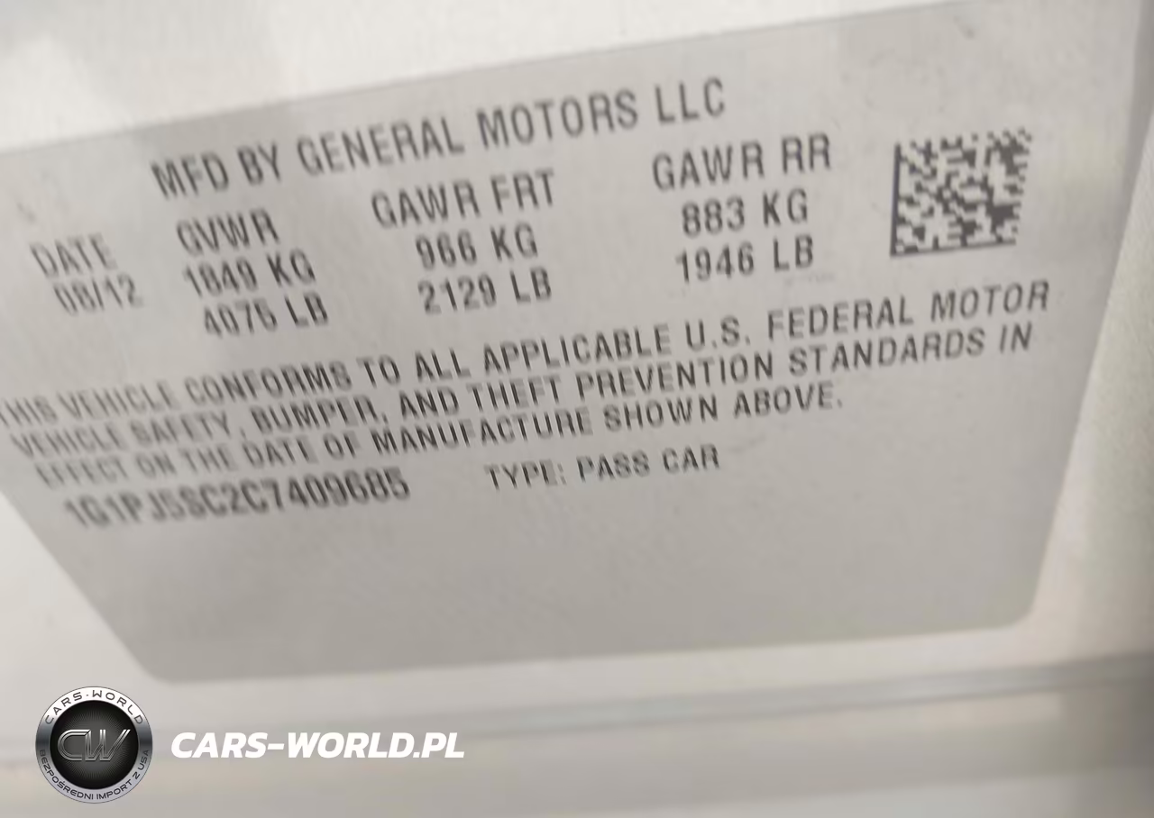 2012 Chevrolet Cruze Eco VIN:1G1PJ5SC2C7409685 - 9