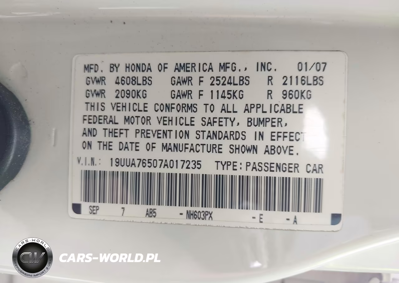 2007 Acura Tl Type S VIN:19UUA76507A017235 - 9