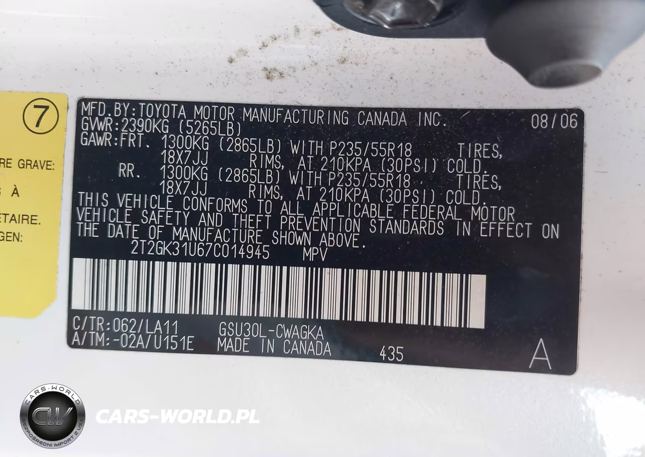 2007 Lexus Rx 350 VIN:2T2GK31U67C014945 - 9