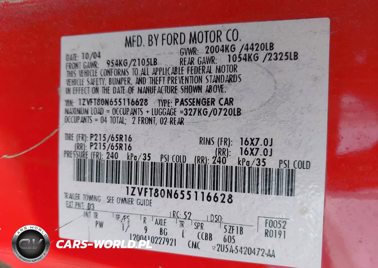 2005 Ford Mustang V6 Deluxe-V6 Premium VIN:1ZVFT80N655116628 - 9
