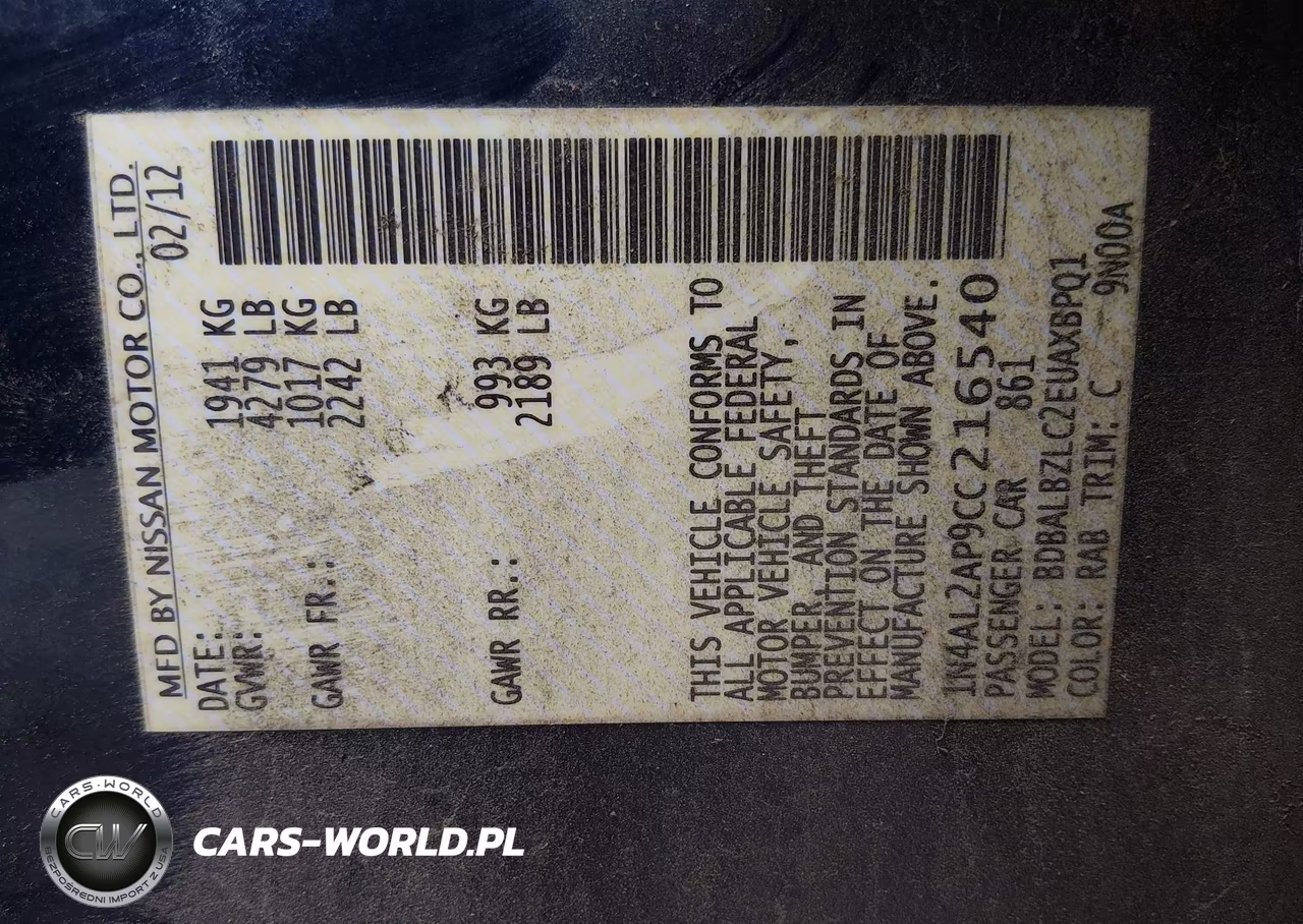2012 Nissan Altima 2.5 S VIN:1N4AL2AP9CC216540 - 9