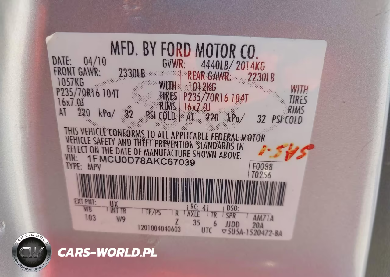 2010 Ford Escape Xlt VIN:1FMCU0D78AKC67039 - 9