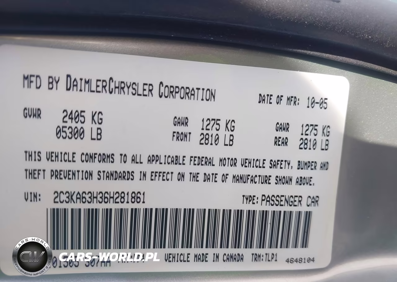 2006 Chrysler 300C VIN:2C3KA63H36H281861 - 9