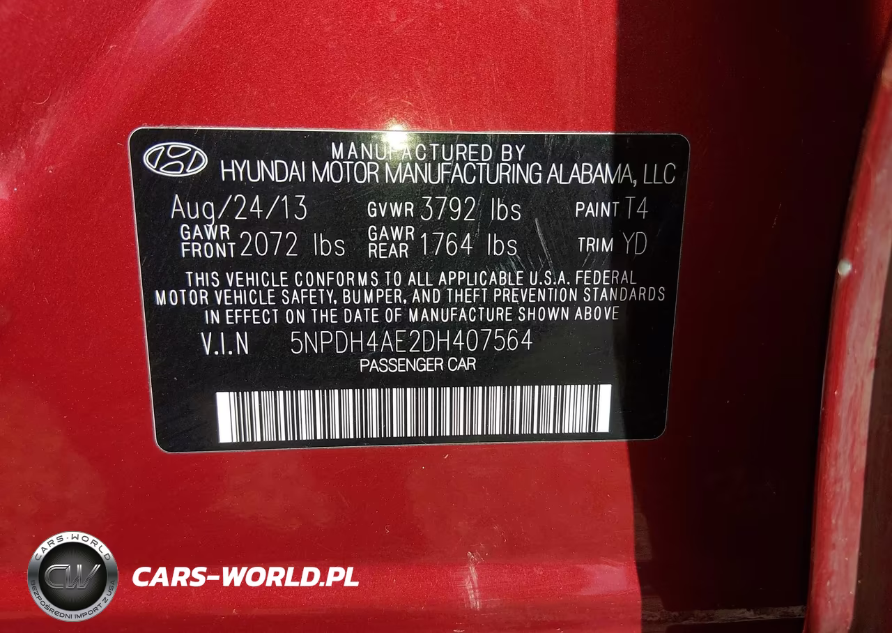 2013 Hyundai Elantra Gls VIN:5NPDH4AE2DH407564 - 9