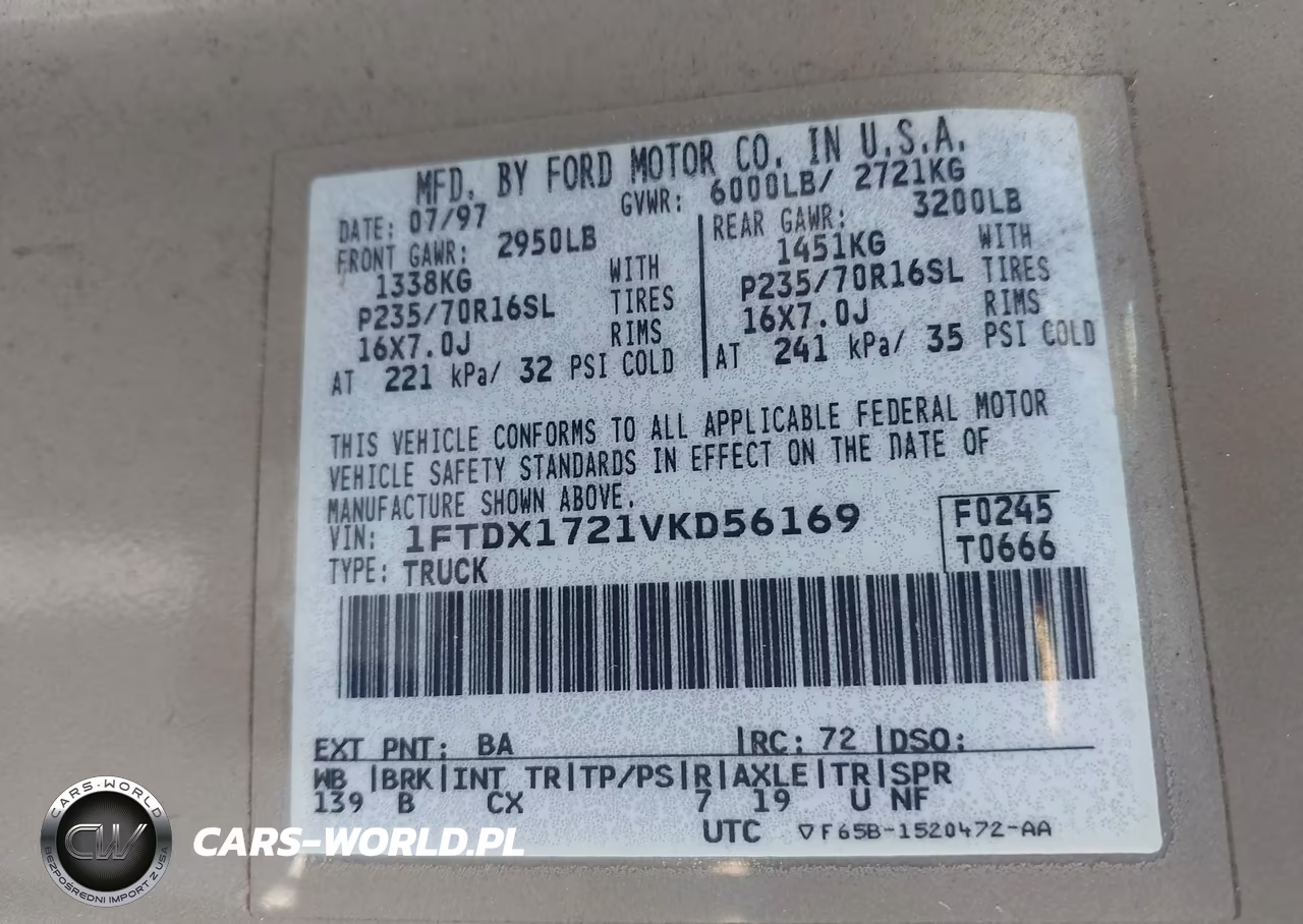 1997 Ford F-150 Standard-Xl-Xlt VIN:1FTDX1721VKD56169 - 9