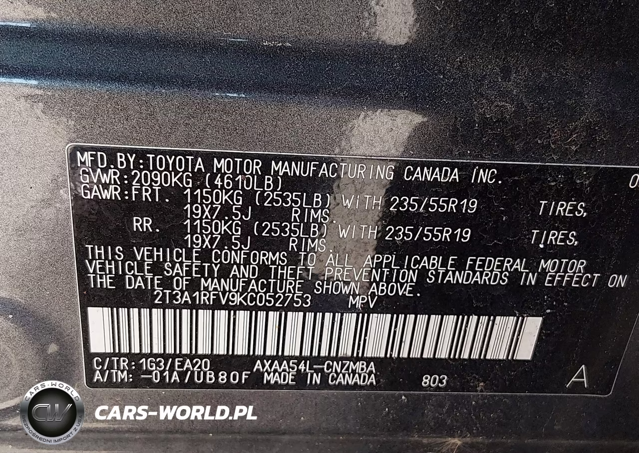 2019 Toyota Rav4 Xle Premium VIN:2T3A1RFV9KC052753 - 9
