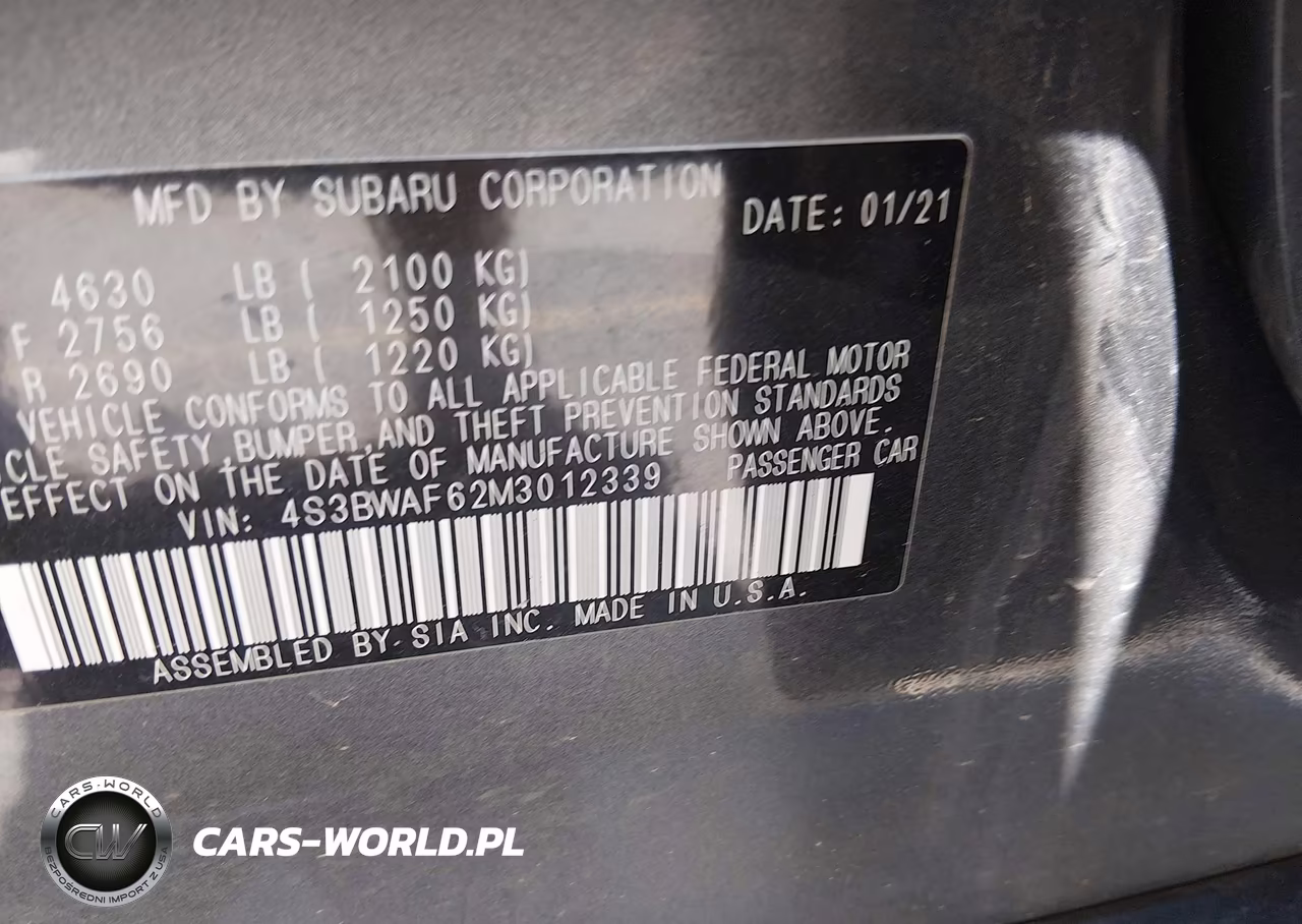 2021 Subaru Legacy Premium VIN:4S3BWAF62M3012339 - 9