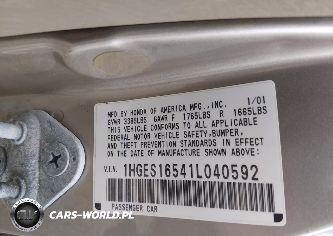 2001 Honda Civic Lx VIN:1HGES16541L040592 - 9