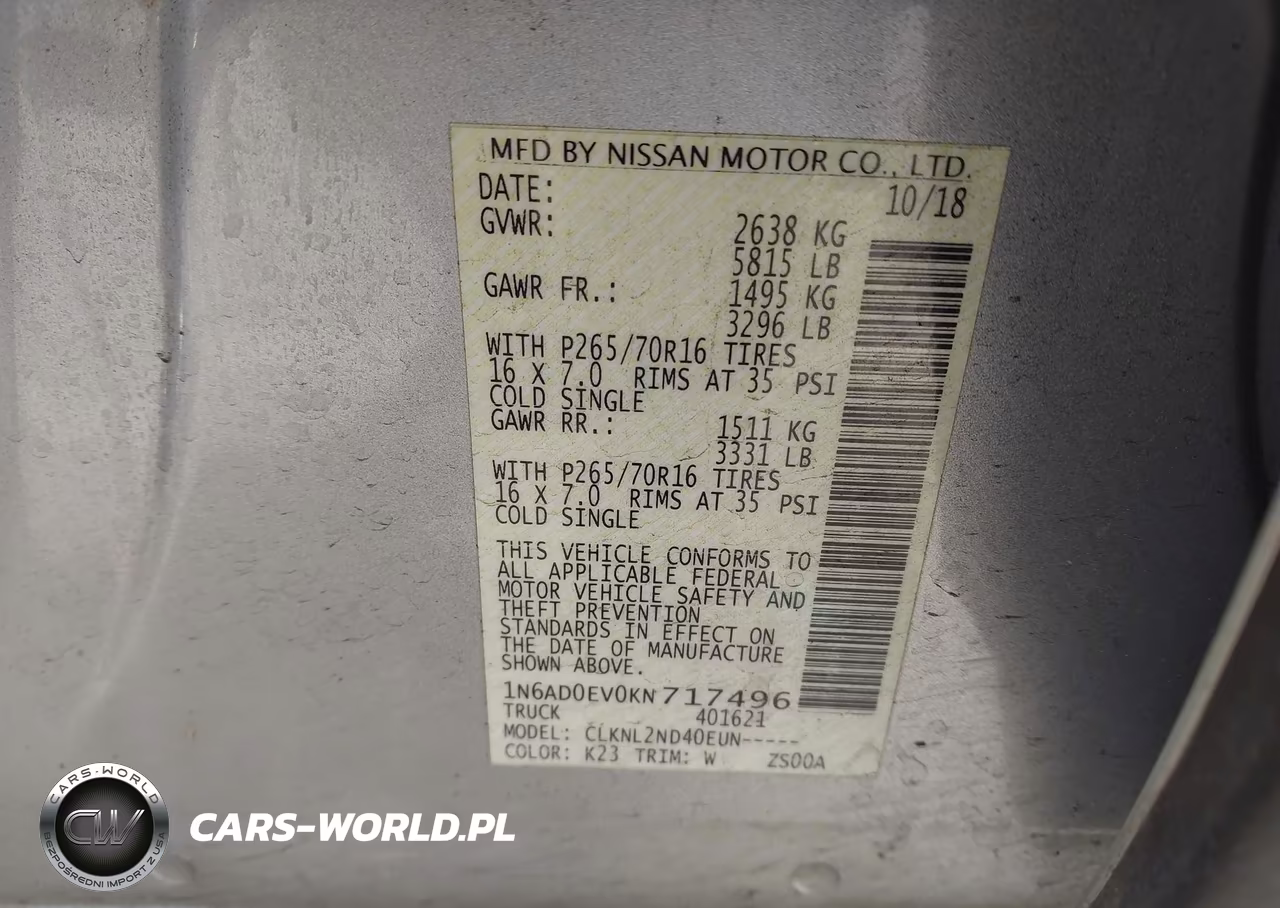 2019 Nissan Frontier Sv VIN:1N6AD0EV0KN717496 - 9