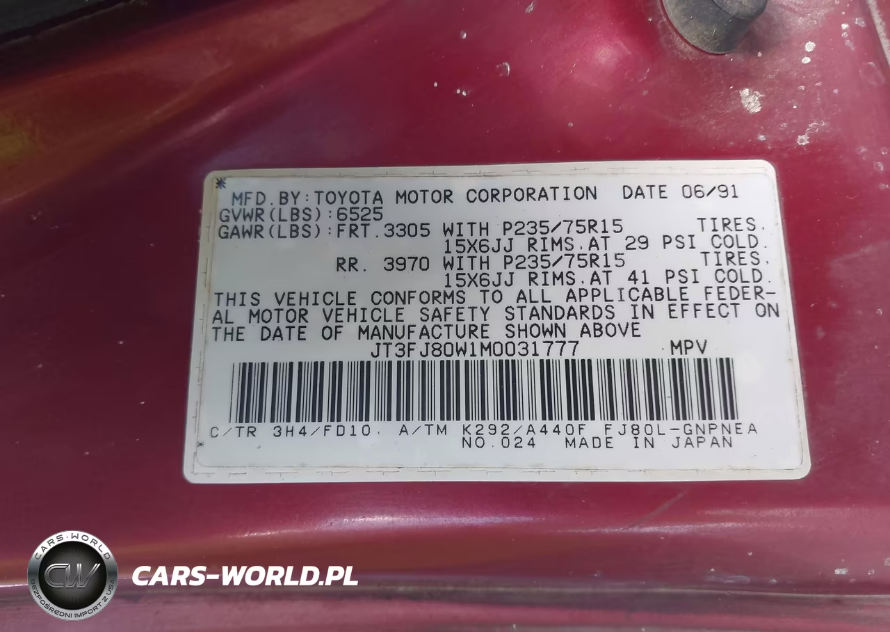 1991 Toyota Land Cruiser Fj80 VIN:JT3FJ80W1M0031777 - 9
