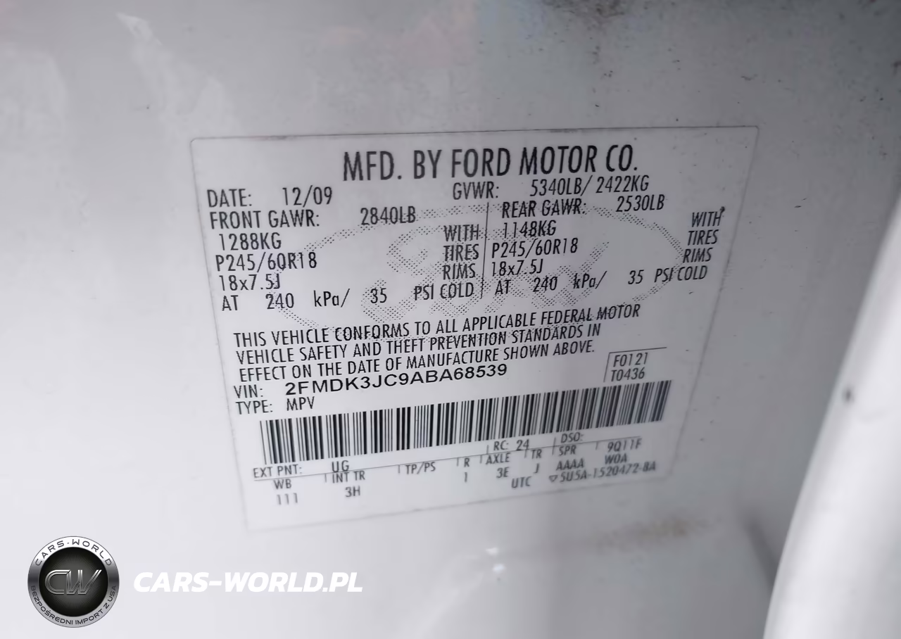 2010 Ford Edge Sel VIN:2FMDK3JC9ABA68539 - 9