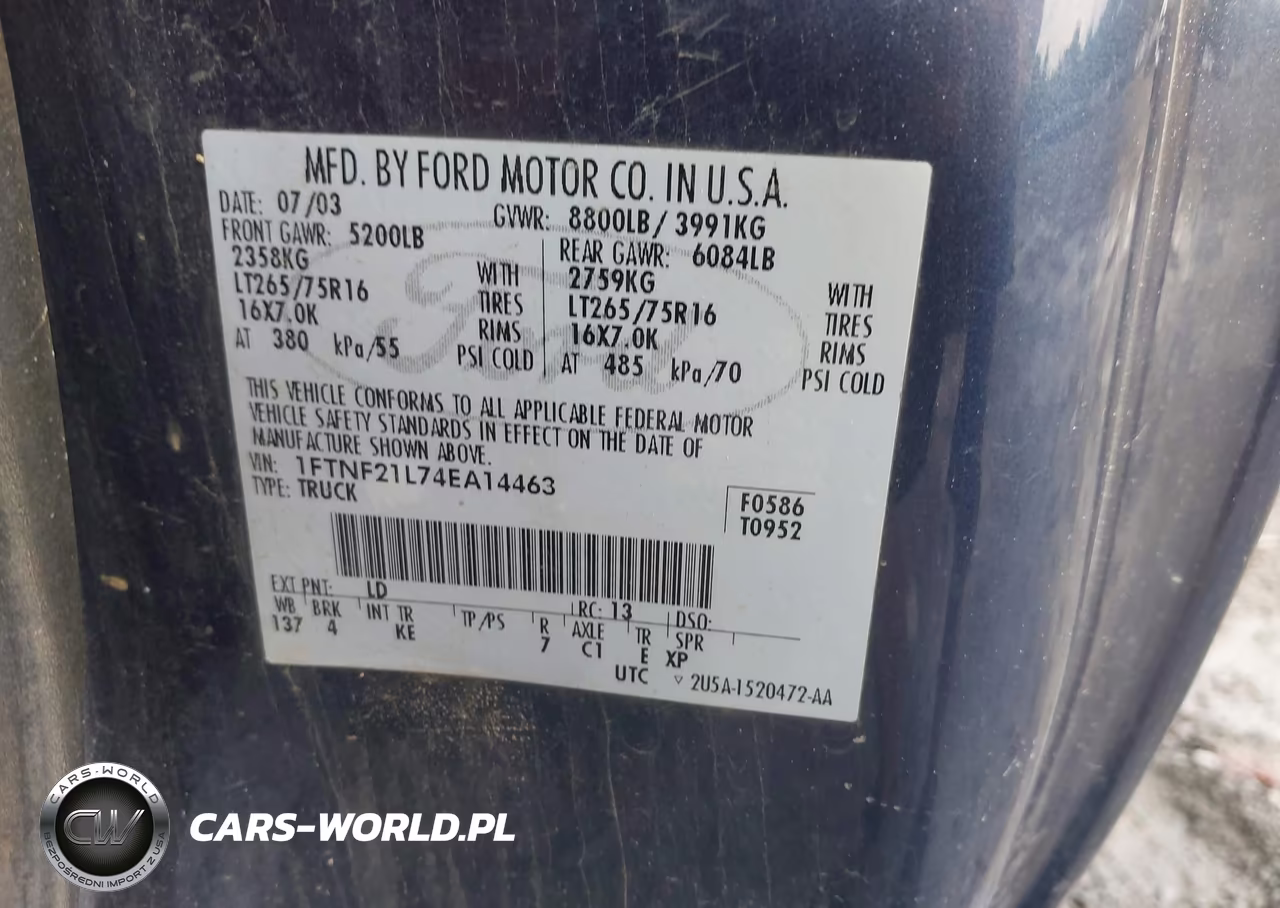 2004 Ford F-250 Xl-Xlt VIN:1FTNF21L74EA14463 - 9