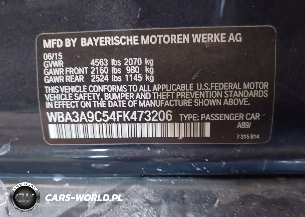 2015 BMW 335I VIN:WBA3A9C54FK473206 - 9