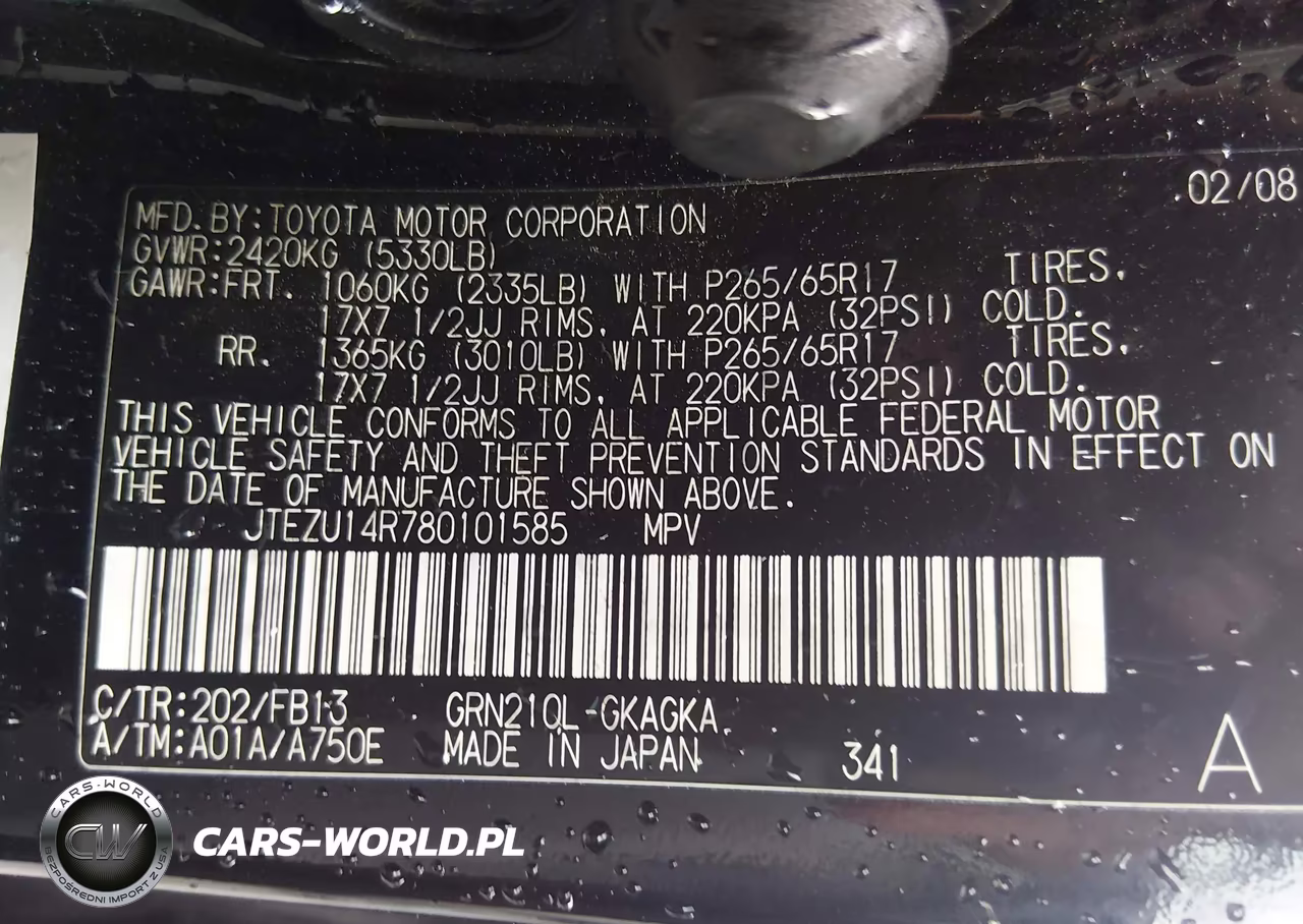 2008 Toyota 4Runner Sport V6 VIN:JTEZU14R780101585 - 9