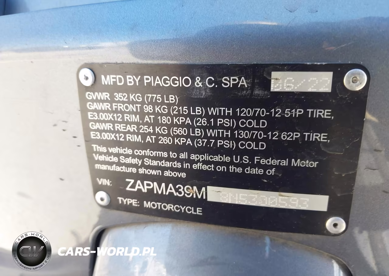 2022 Vespa Gts 300 Super VIN:ZAPMA39M8N5300593 - 10
