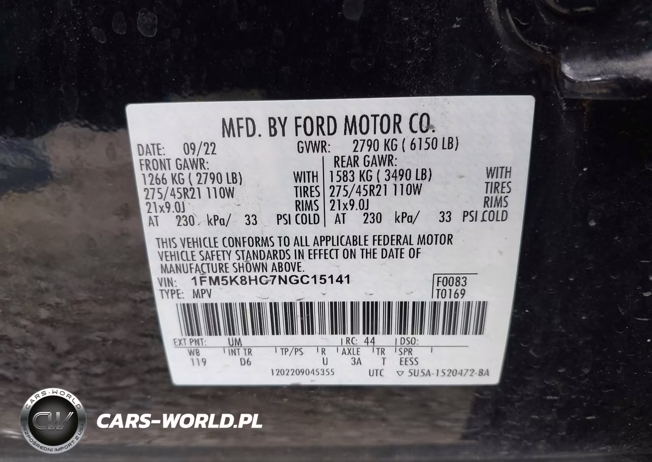 2022 Ford Explorer Platinum VIN:1FM5K8HC7NGC15141 - 9