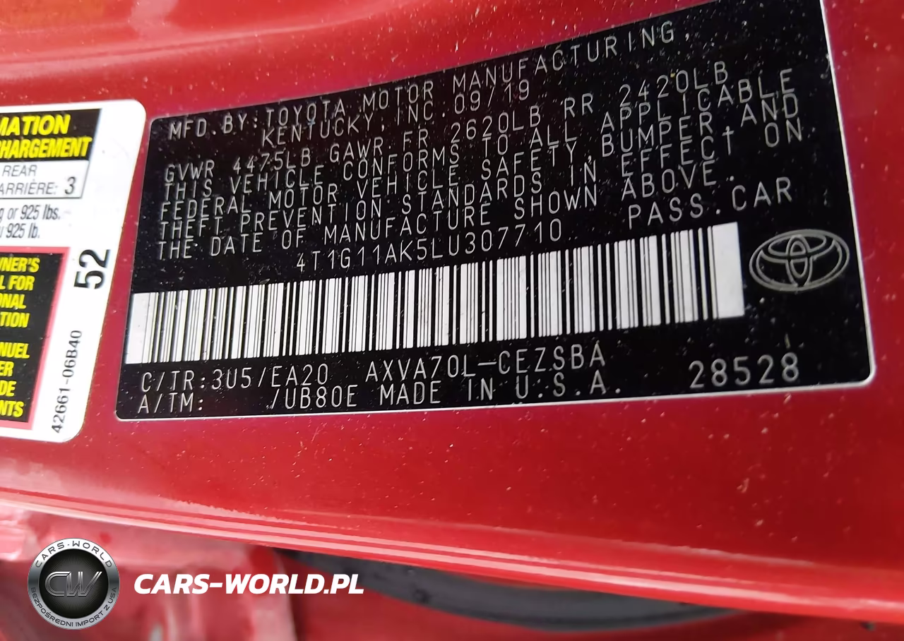 2020 Toyota Camry Se VIN:4T1G11AK5LU307710 - 9