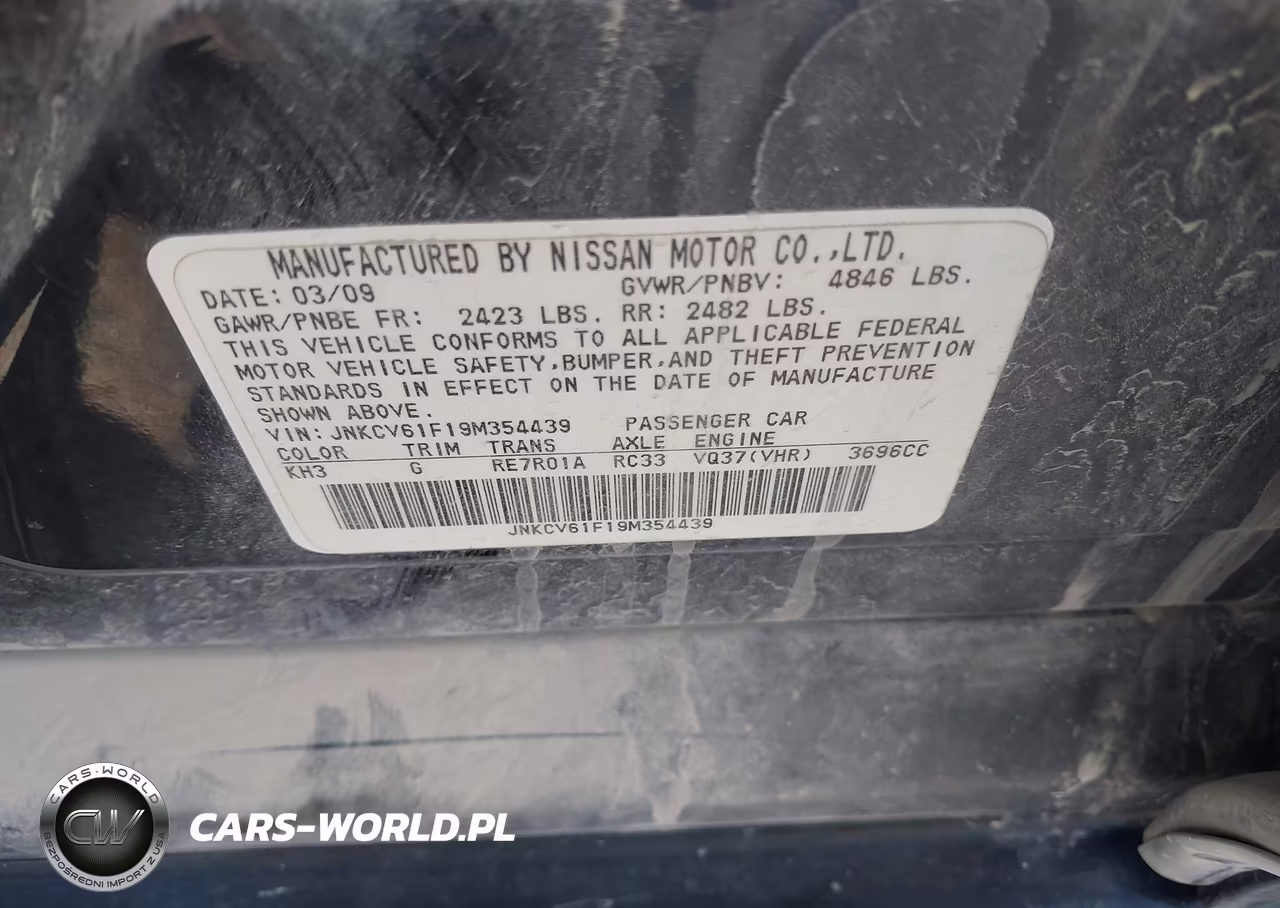 2009 Infiniti G37X VIN:JNKCV61F19M354439 - 9