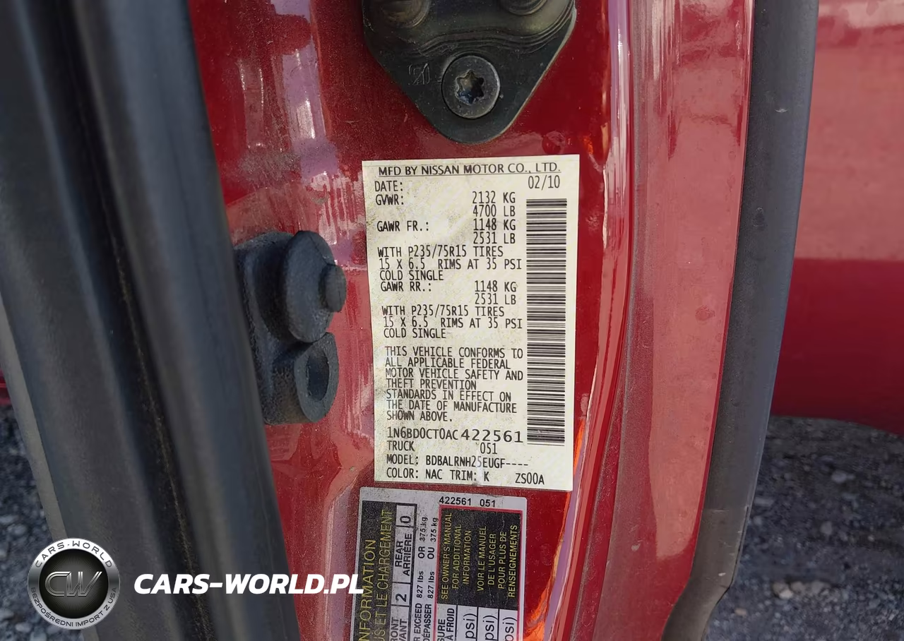 2010 Nissan Frontier Xe VIN:1N6BD0CT0AC422561 - 9
