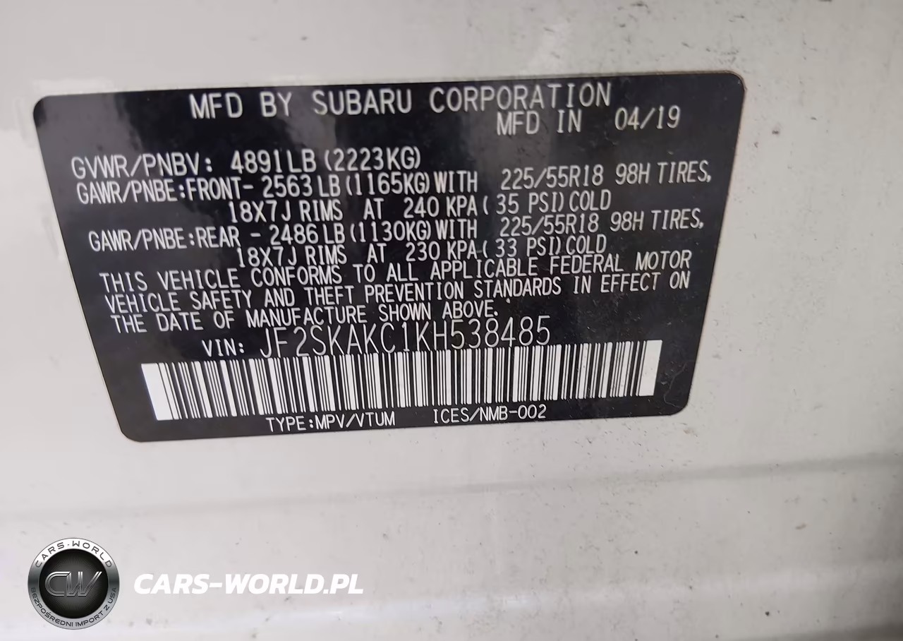 2019 Subaru Forester Sport VIN:JF2SKAKC1KH538485 - 9