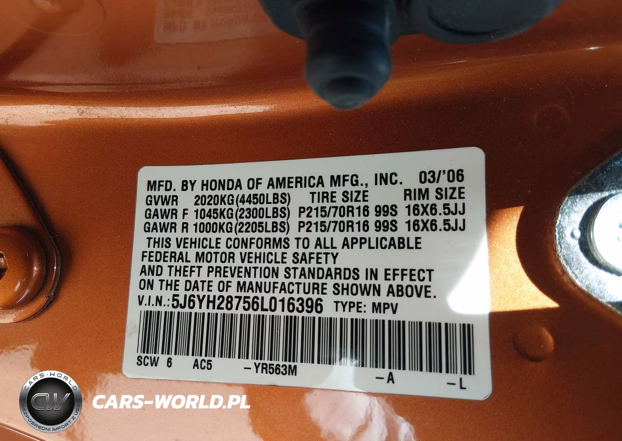 2006 Honda Element Ex-P VIN:5J6YH28756L016396 - 9