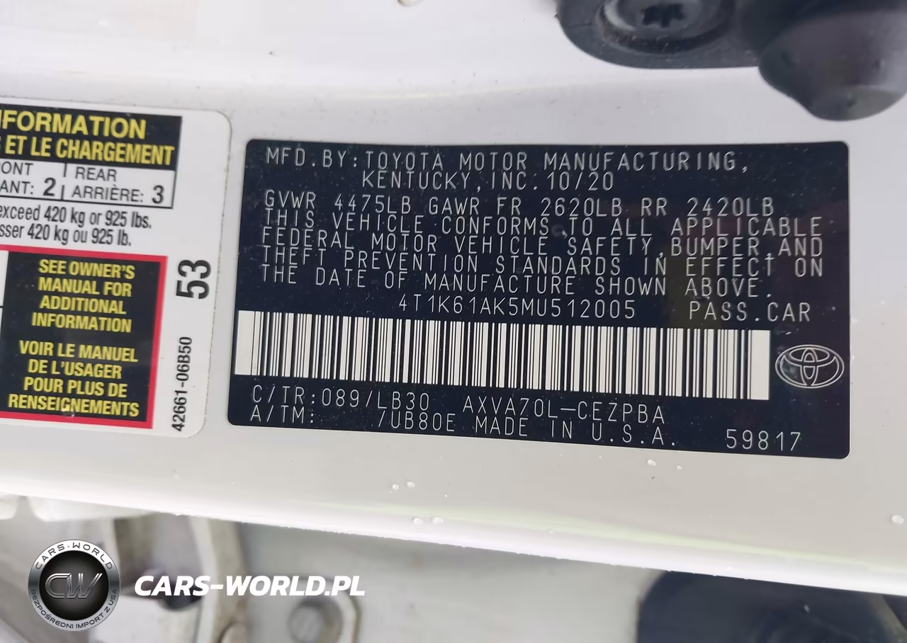 2021 Toyota Camry Xse VIN:4T1K61AK5MU512005 - 9