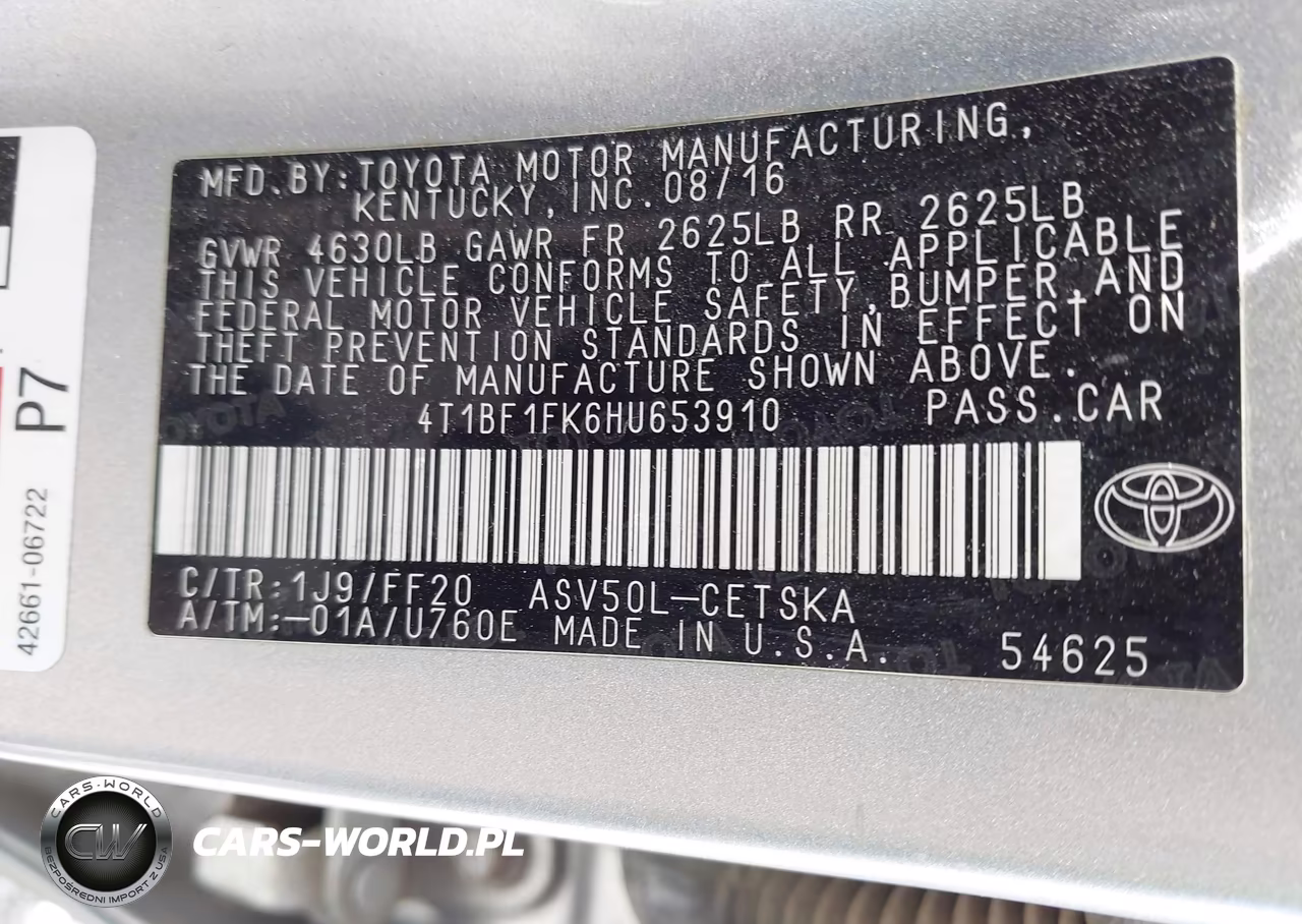 2017 Toyota Camry Se VIN:4T1BF1FK6HU653910 - 9