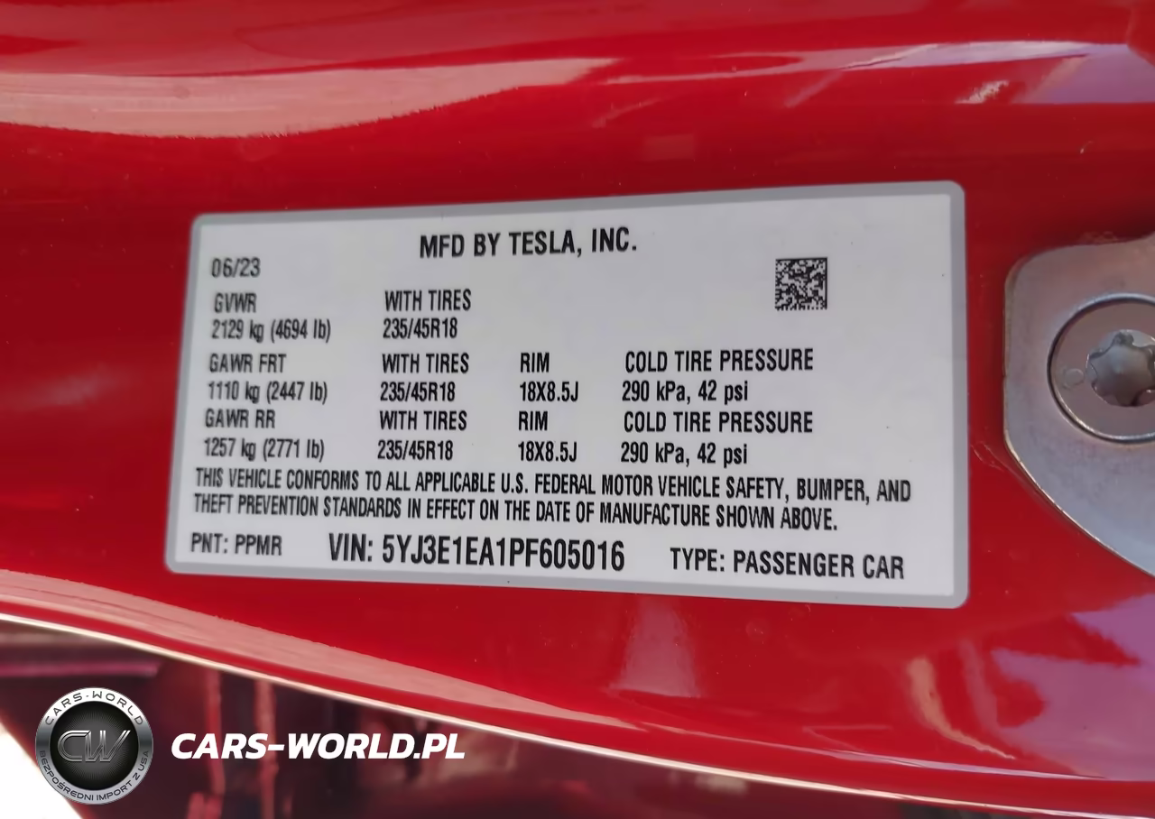2023 Tesla Model 3 Rear-Wheel Drive VIN:5YJ3E1EA1PF605016 - 9