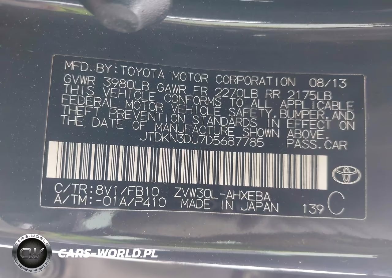 2013 Toyota Prius Three VIN:JTDKN3DU7D5687785 - 9